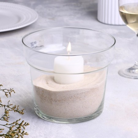 VAZA-Sub-Grandmother "Azalia" MS with a white candle, 16x13.5 cm, 9 hours, glass