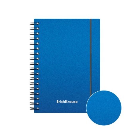 Notebook A6 (120 x 146 mm), 80 sheets in a cage on the crest Erichkrause "Ice Metallic", plastic cover, elastic band, offset unit, white 100%, mix-5