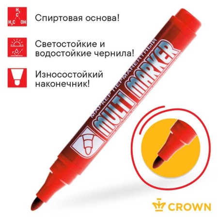Permanent marker 3.0 mm, Crown Multi Marker, Red-1