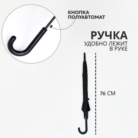Semi -automatic umbrella "plain", 8 spokes, r = 46/54 cm, d = 108 cm, black color is black-1