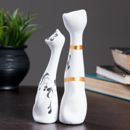 Figure "Love Cats" set 2pcs white 5x8x18cm-2