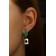 Set: earrings, anime ring star and drop, green-pink color in silver