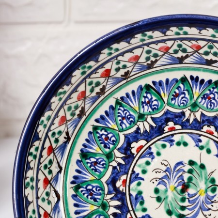 The plate of the Rishtan ceramics "Patterns", blue, deep, 20 cm-3