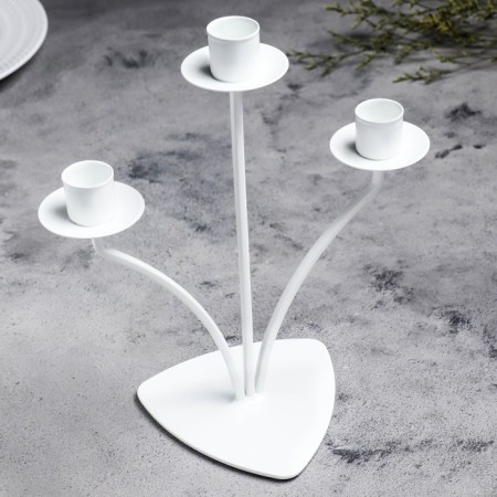 Summary Metal for 3 candles "Diez", 10.5x27 cm, white-1