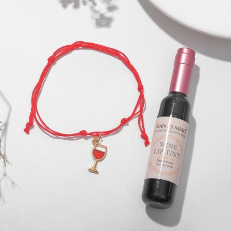 Set 2 objects: bracelet, tint for the lip "wine" glass, red color in gold, 6 cm-1