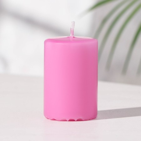 Set of candles-cylinders "Interior", 4 pcs, 6x4 cm, 10 hours, pink-1