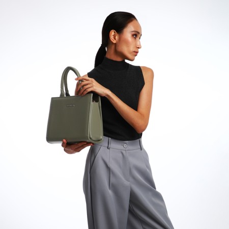 Female bag Textura, tout, average size, khaki color-10
