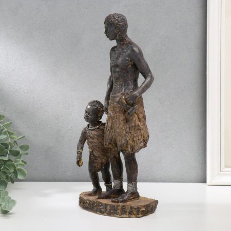 Polystone souvenir "African with son" under a tree 32x15.5x9 cm-1