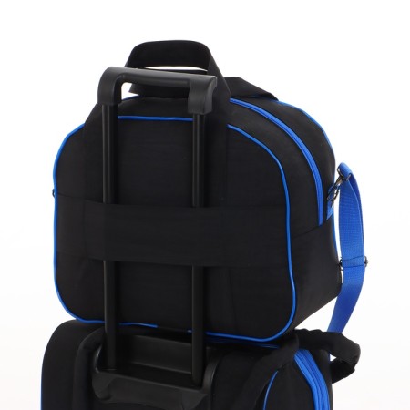 Small suitcase with a bag, 20 ", on a zipper, with an extension, the color is blue-12