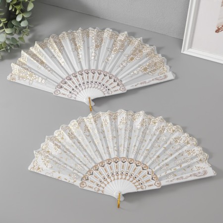 Fan plastic, textiles "golden patterns" sparkle mix 22.5 cm