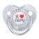 Nipple - Orthodontic dummy “I love dad”, with a cap, +12 months, silver, rhinestones