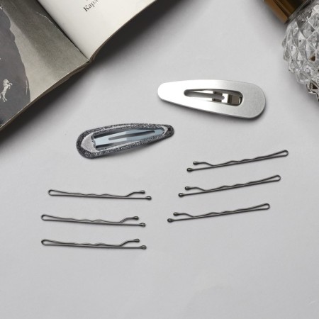 Invisible hair "Adele" (set 10 pcs) 5 cm, silver-2