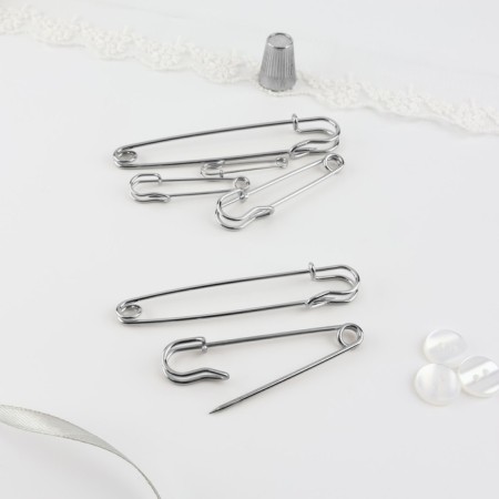 Set of hats pins, 38 /50 /63 /70 /90 /100 mm, 6 pcs, silver color-1