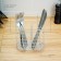 Diningral for cutlery suspension shares, D = 1.5 cm, 15 × 10.8 × 18 cm, chrome color