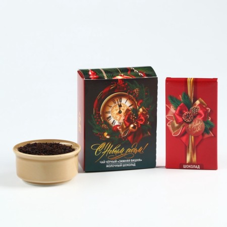 Set: tea + chocolate "Happiness and prosperity" in a box-opener