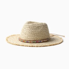 Women's Summer Hat with beads Minaku centered ash, size 56-58
