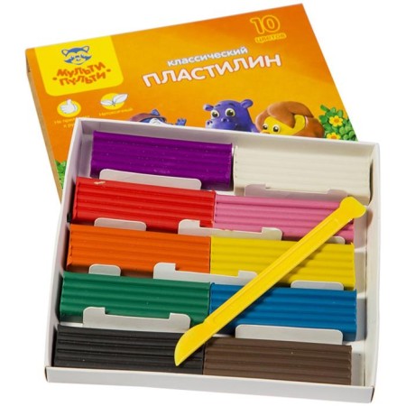Plasticine 10 colors "Multi-Pulti", "Raccoon Adventures", stack, cardboard packaging, 200 g-1