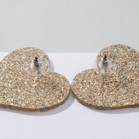 Acryl Earrings "Heart" Leopard, Golden-Cherry Color-2