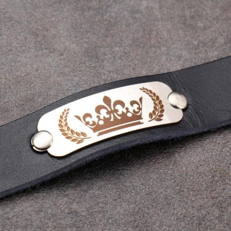 Paired bracelets "King and Queen", genuine leather, steel-2