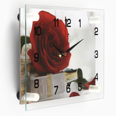 Wall watches: flowers, "rose with a gift", silent, 20 x 26 cm-1