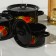 Set of pots "Zhostovo", 3 subjects: 1.5 l, 2.9 l, 4.5 l, enameled covers, induction