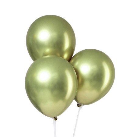 Latex ball 12 "Chrome", metal, set of 5 pcs., Salad color