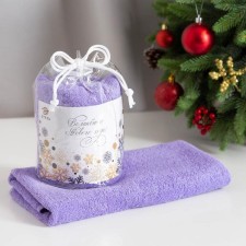 Полотенце подарочное Этель "С Новым годом" цвет сиреневый, 50х90см, 100% хлопок, 340 г/м2