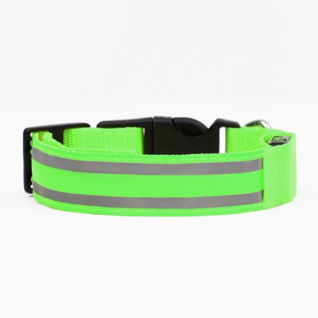 Collar with backlight double strip size S, Osh 35-43 x 2.5 cm, 3 glow modes Green-4