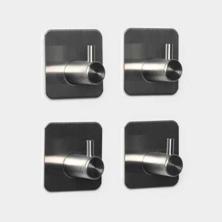 Self -adhesive hooks for the bathroom stalls Stölz, 4 pcs, silver color-1