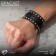 Bracelet skin "minimal" weaving, black color with silver, 23 cm