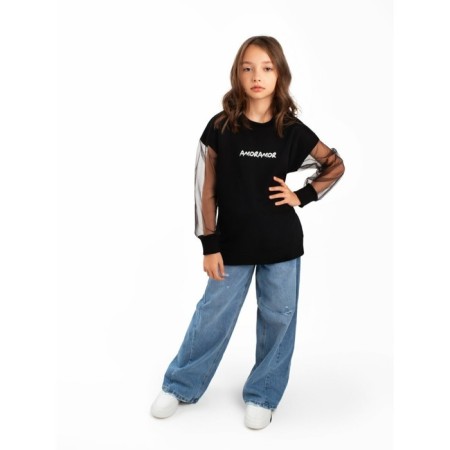 Sweatshirt for girl Crystal, height 134 cm, black color-4