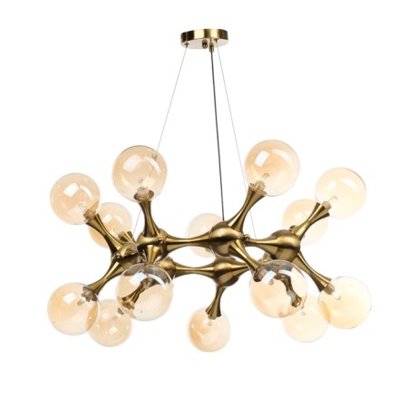 Chandelier "Molecule" 16xg9 brass 82x82x36-186 cm