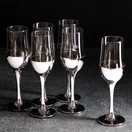 A set of glasses for champagne “Polo”, 200 ml, 6 pcs, silver color