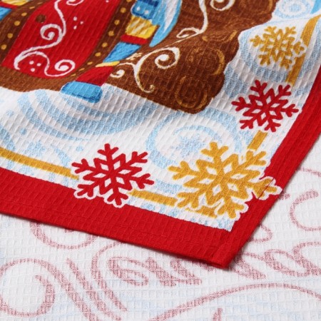 A set of towels "Dolyana" gingerbread house 35x60cm-3pcs., 100% HL, waffle canvas 162g/m2-3