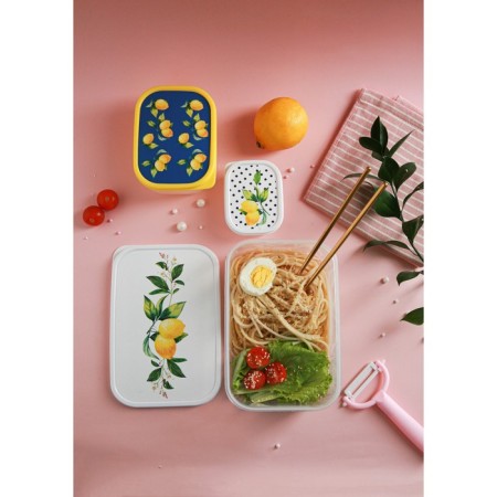 A set of food containers of the Dolyan Lemons, 3 pcs: 150 ml, 500 ml, 1.2 l, rectangular-6