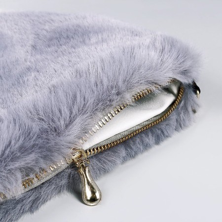 Plush bag, 24x19x3 cm, gray color-4