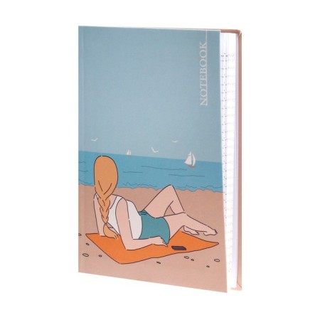 Notebook A6+, 64 sheets in the cage "On the beach", integral cover, matte lamination, block 65g/m2