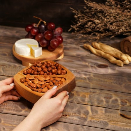 Deep Menzhitsa 2 sections + Serving board on the legs ADELICA, 15 × 15 × 4 cm, 18 × 18 × 4 cm, birch, as a gift for impregnation 100 ml-5