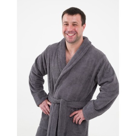 Male bathrobe with a shack, size 44-46, color gray color-1