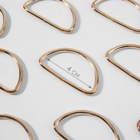 Half -ring for bags, d = 40 mm, thickness - 3 mm, 10 pcs, gold color