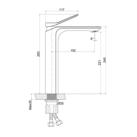 Cersanit Odra A63054 shell mixer, tall, drain set-7