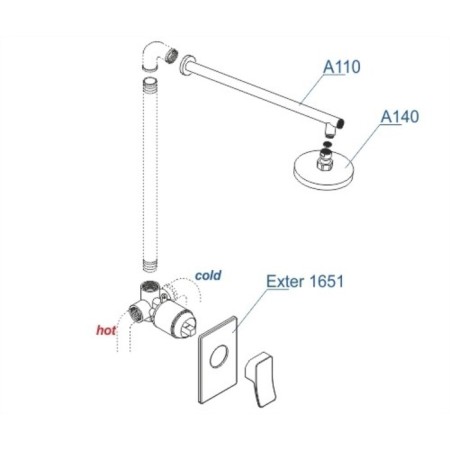 The shower system waserkraft a12610, built -in, tropical shower, color of light bronze-2
