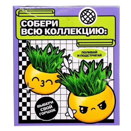 A set for experiments, for children “grow grass”, a plant in a pot - Emoji “dear”-9