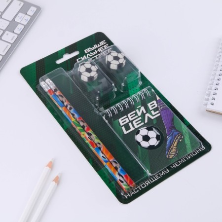 Gift set "Real Champion", pencils 2 pcs, eraser 2 pcs, notebook-1