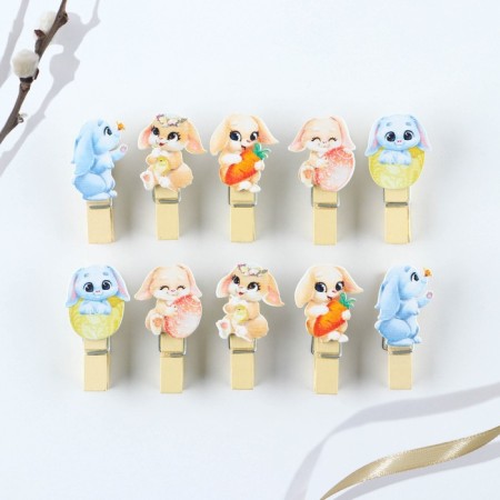 A set of clothespins for decorating the ista "Rabbits", 10 x 12 cm.-2