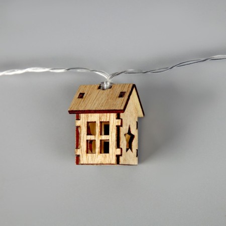 Garland “thread” 2.5 m with nozzles “house”, ip20, transparent thread, 10 LED, glow warm white, AAH2-3