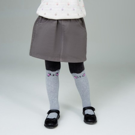 Pantyhose children, dark gray melange color, height 86-92 cm
