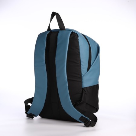 Youth backpack from textiles with a zipper, waterproof, external pocket, black/blue color-3