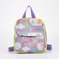 Baby backpack on lightning, external pocket, gray color