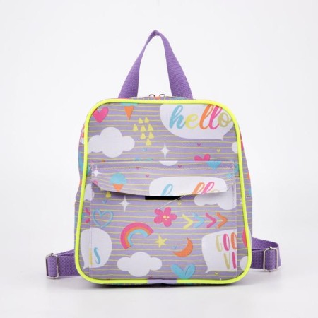 Baby backpack on lightning, external pocket, gray color